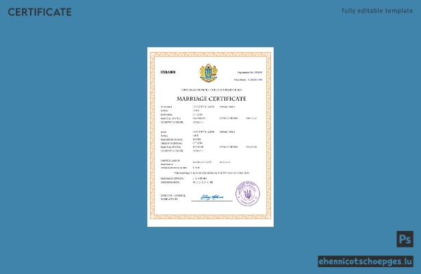 Ukrainische Heiratsurkunde – Beispielvorschau in Word und PDF